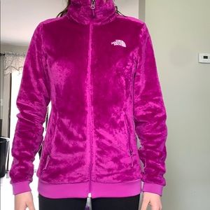 THE NORTH FACE. slightly worn, fuzzy zip up